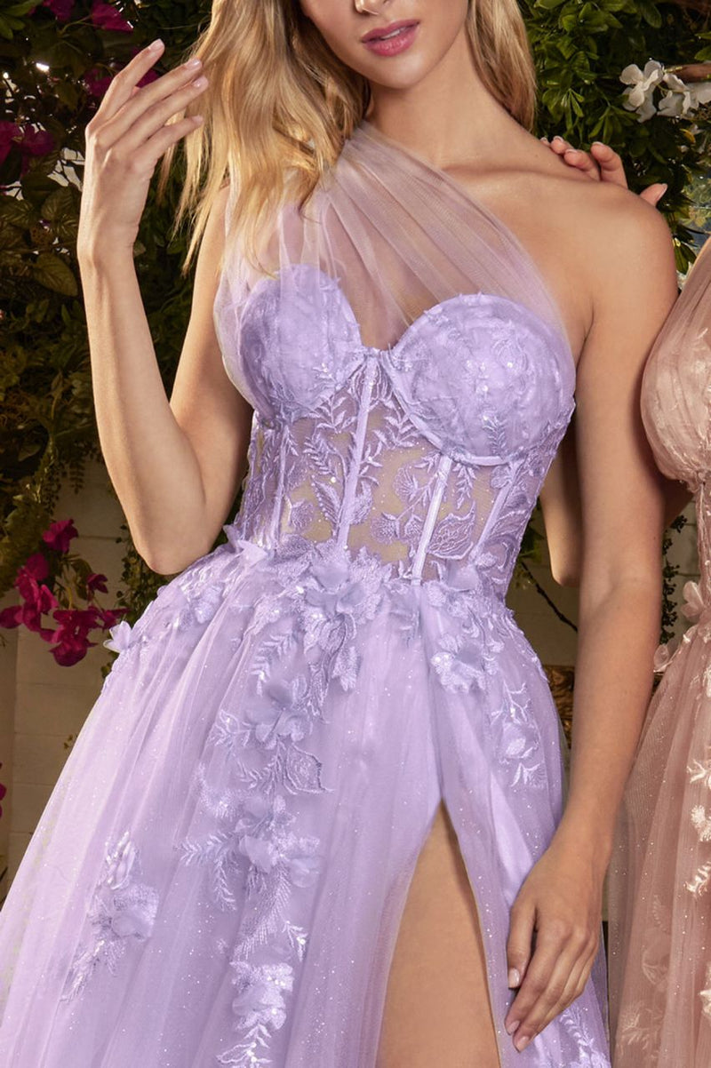 AL Leila One Shoulder Lavender Gown