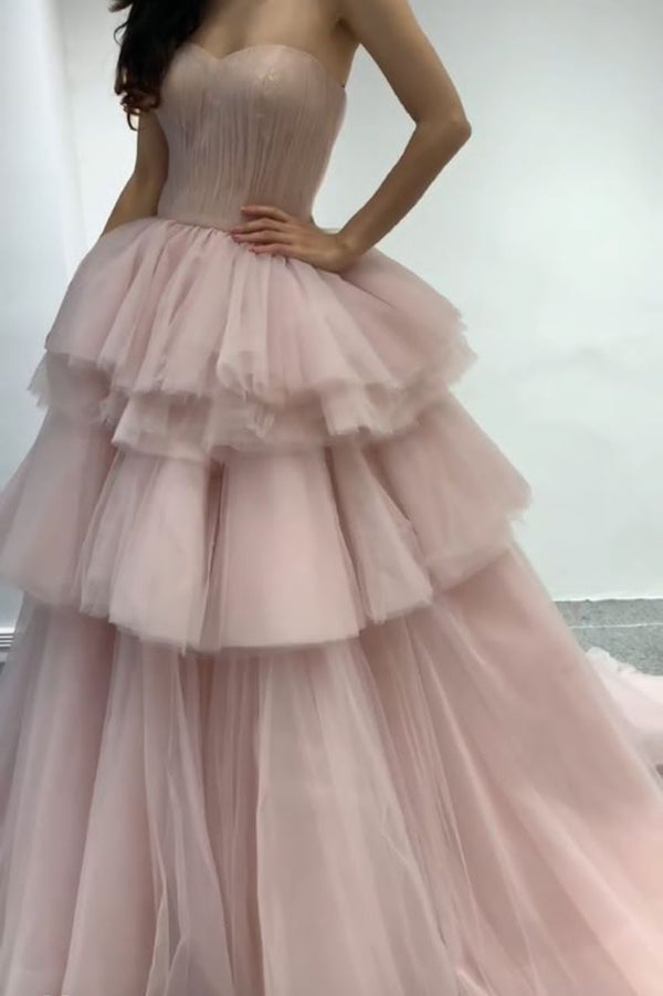 Ava Pink Tiered Gown