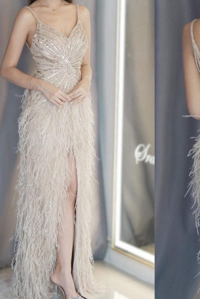 Hebe Champagne Feather Gown