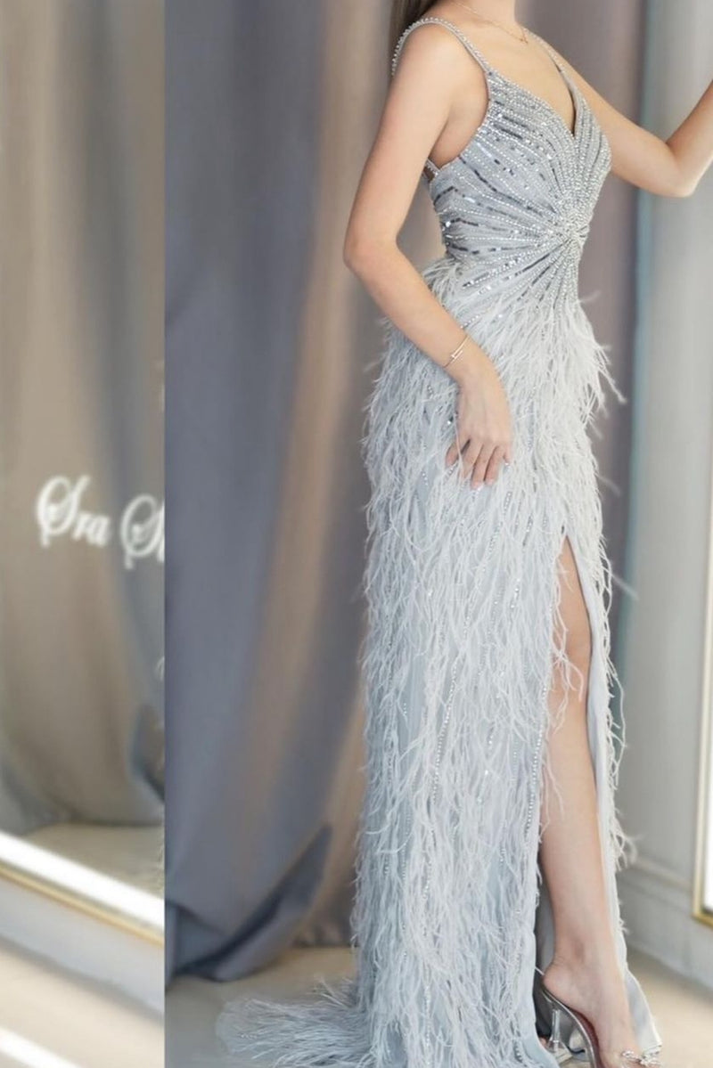 Hebe Silver Feather Gown