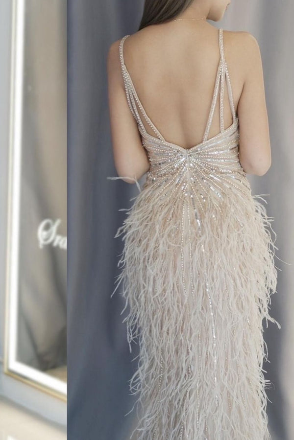Hebe Champagne Feather Gown