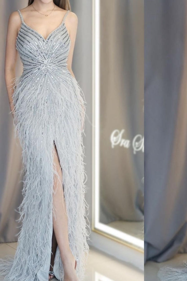 Hebe Silver Feather Gown