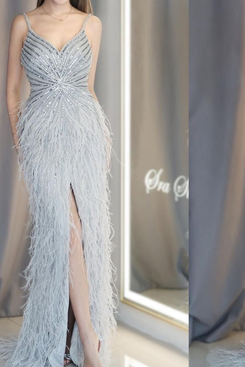 Hebe Silver Feather Gown