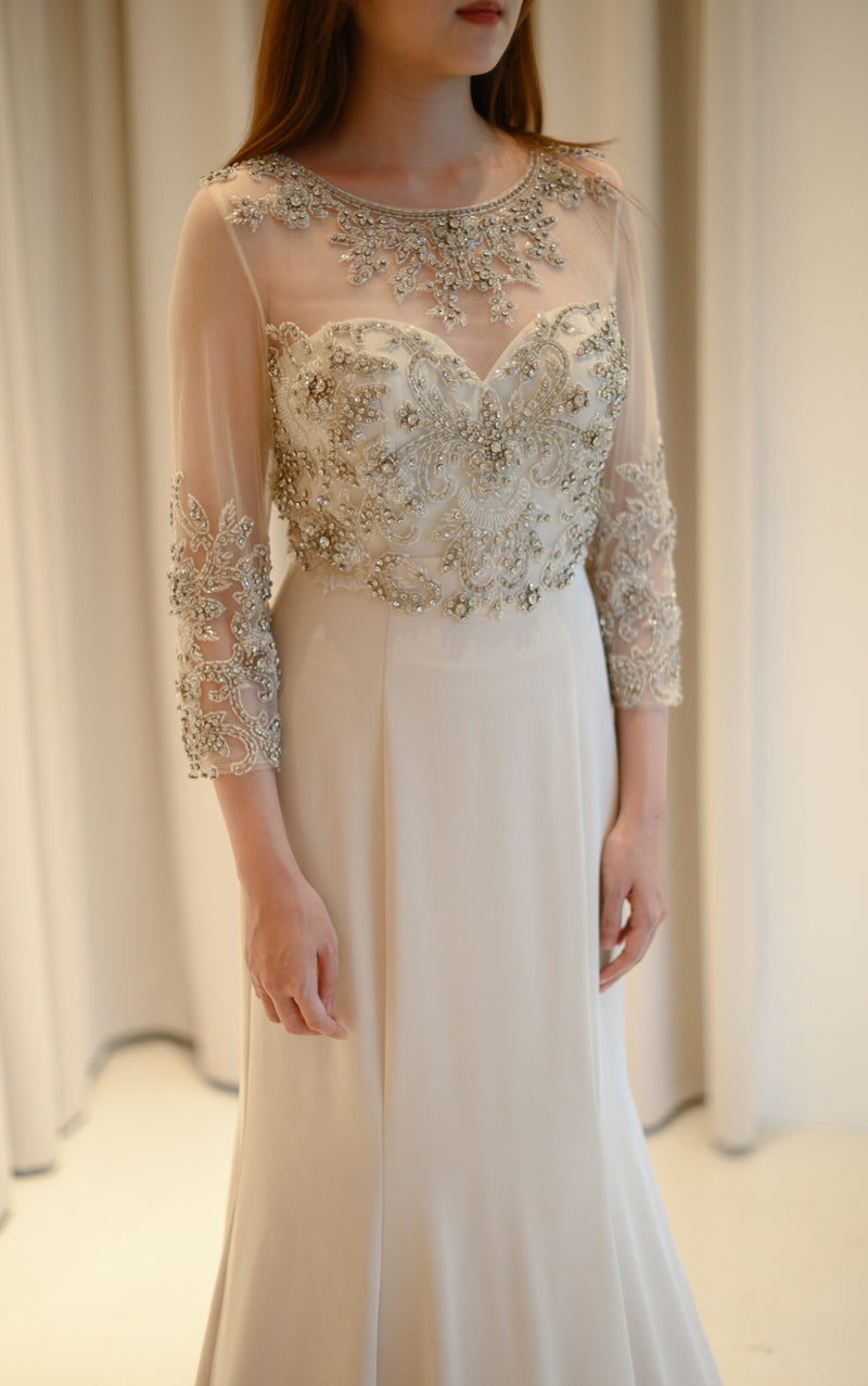 Royal Antique Champagne Embroidered Gown