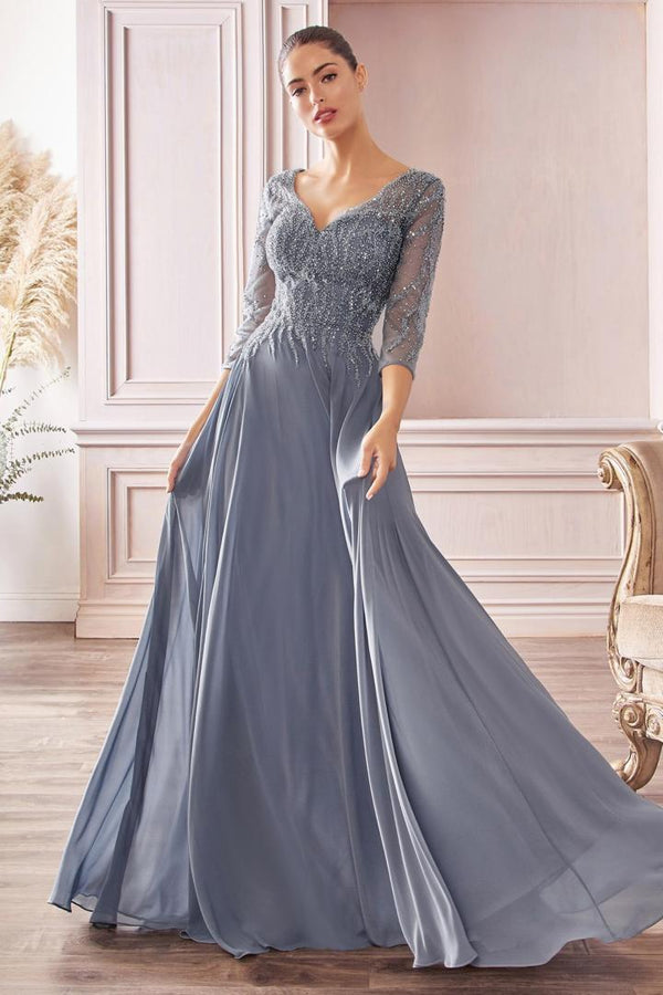 CD Melina Blue Long Sleeve Gown