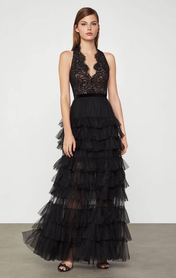BCBG Lace Halter Tulle Gown