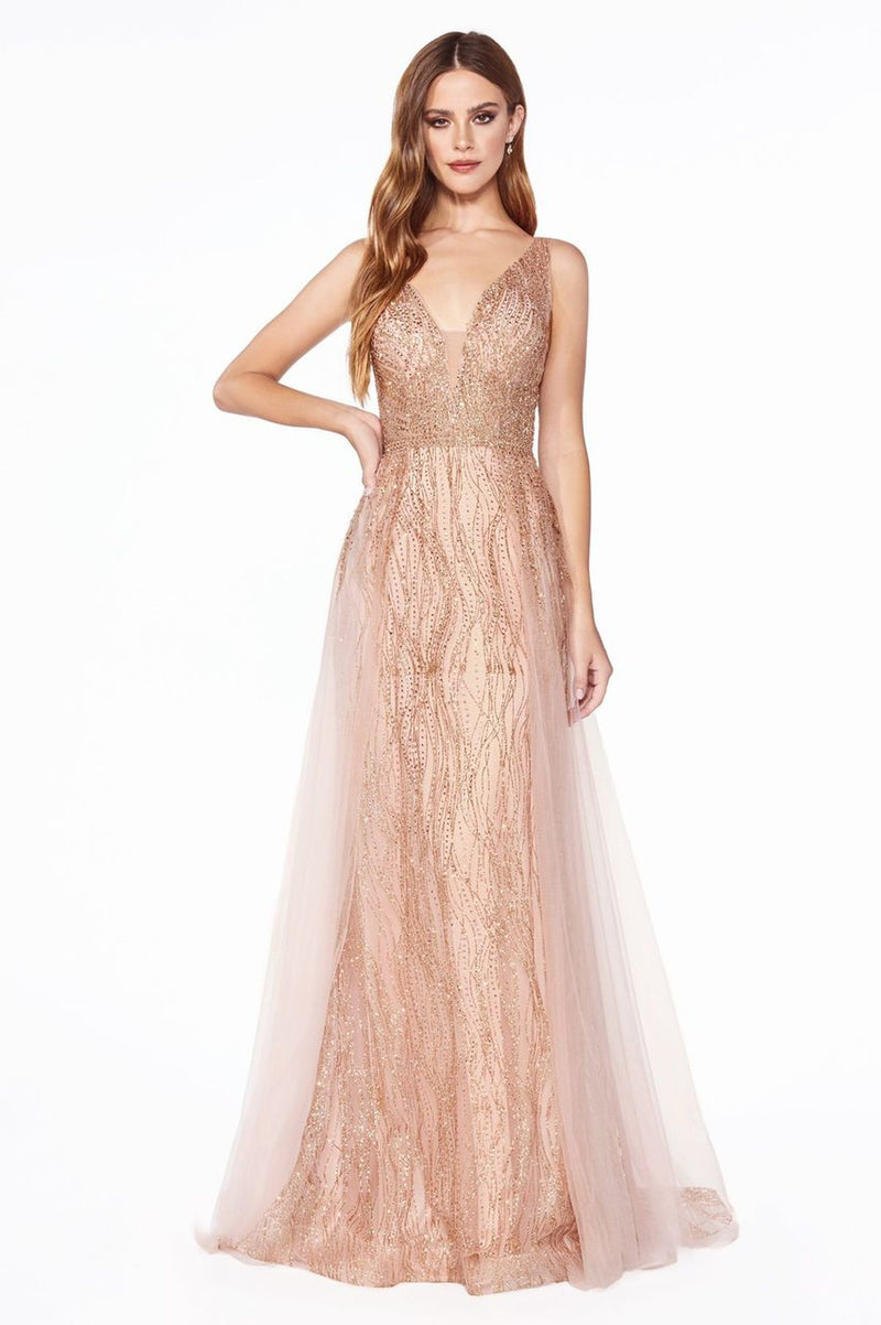 Rose Gold Floral Quince Gown Sweet 16 Dress with Cape 67434B – Viniodress