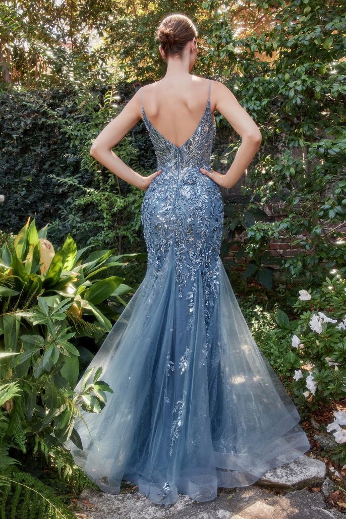 AL Effie Smoky Blue Mermaid Gown