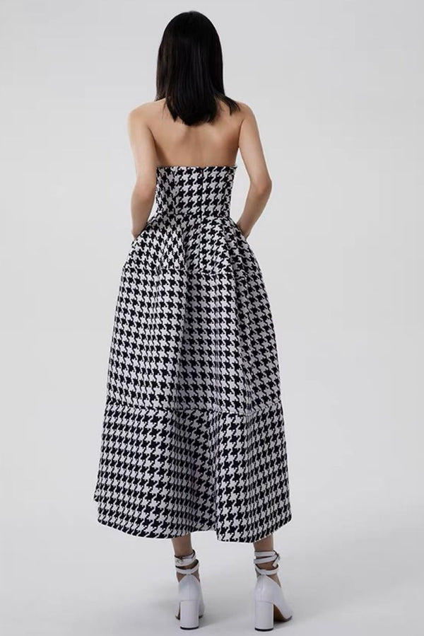 Mono Houndstooth Cocktail Dress