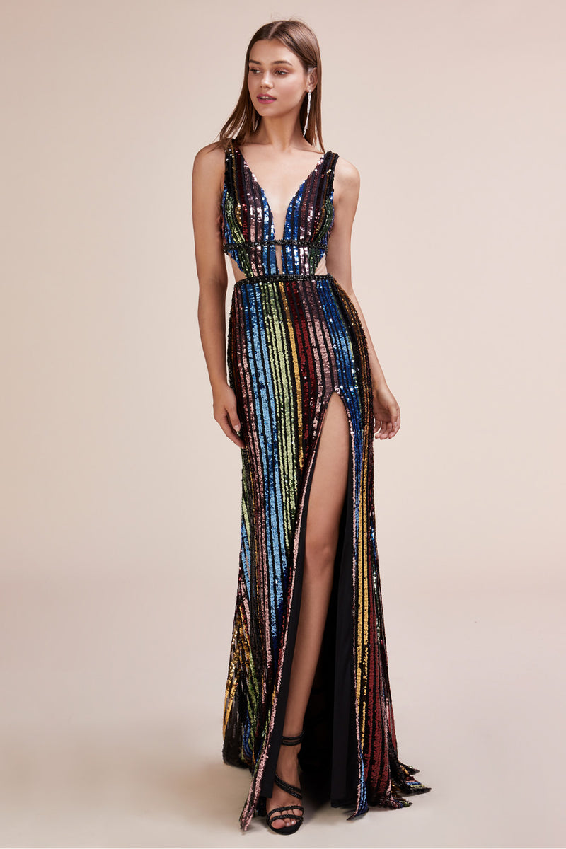 AL Rainbow Sequin Gown
