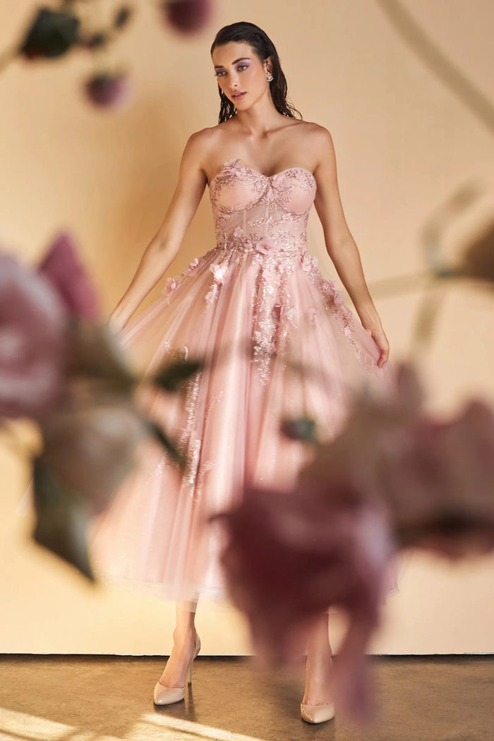 helena strapless midi dress in pink AL Helena Pink Midi Gown – GlamEdge Dress & Gown