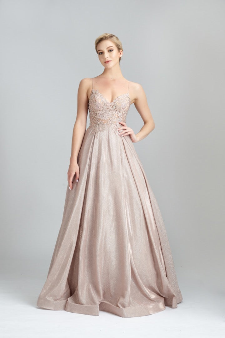 J Hansel Stardust Champagne Pink Gown