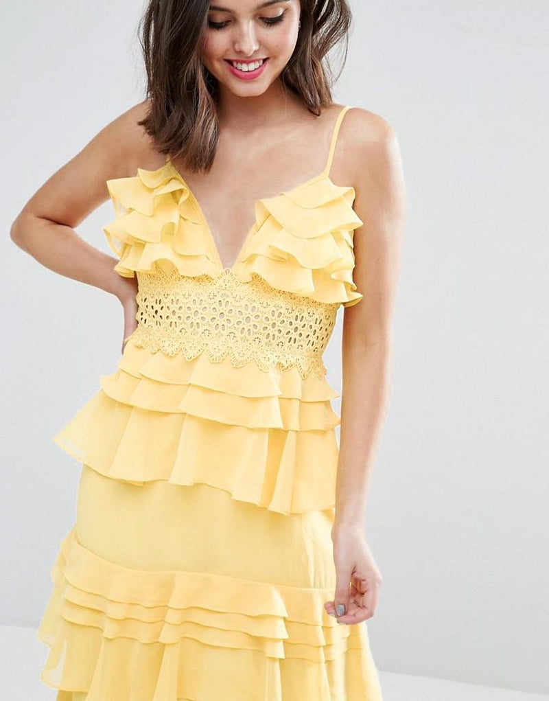 Josie Ruffles Yellow Dress