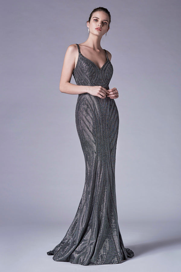 AL Liss Starlight Metallic Grey Gown
