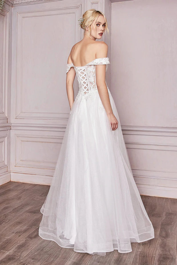 CD Lace Off Shoulder White Gown