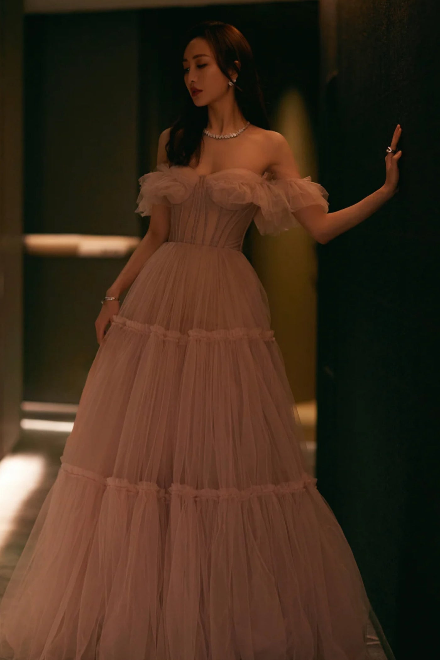 Milla Misty Rose Tulle Off Shoulder Gown – GlamEdge Dress & Gown