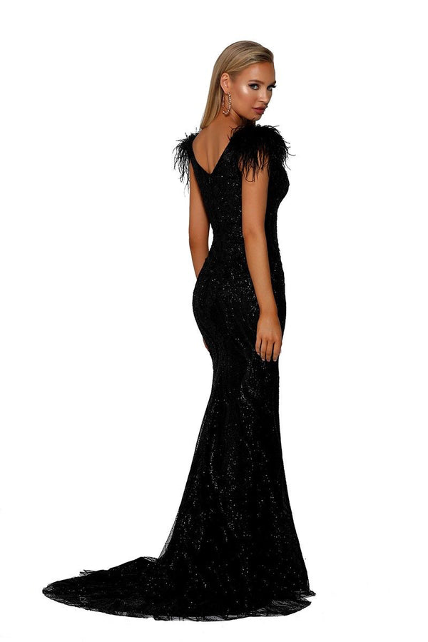 PS Emperor Furry Feather Black Gown