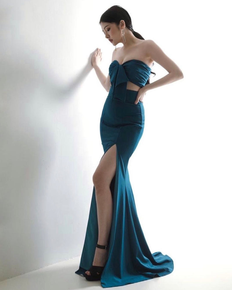 JA Candice Bow Blue Set Gown