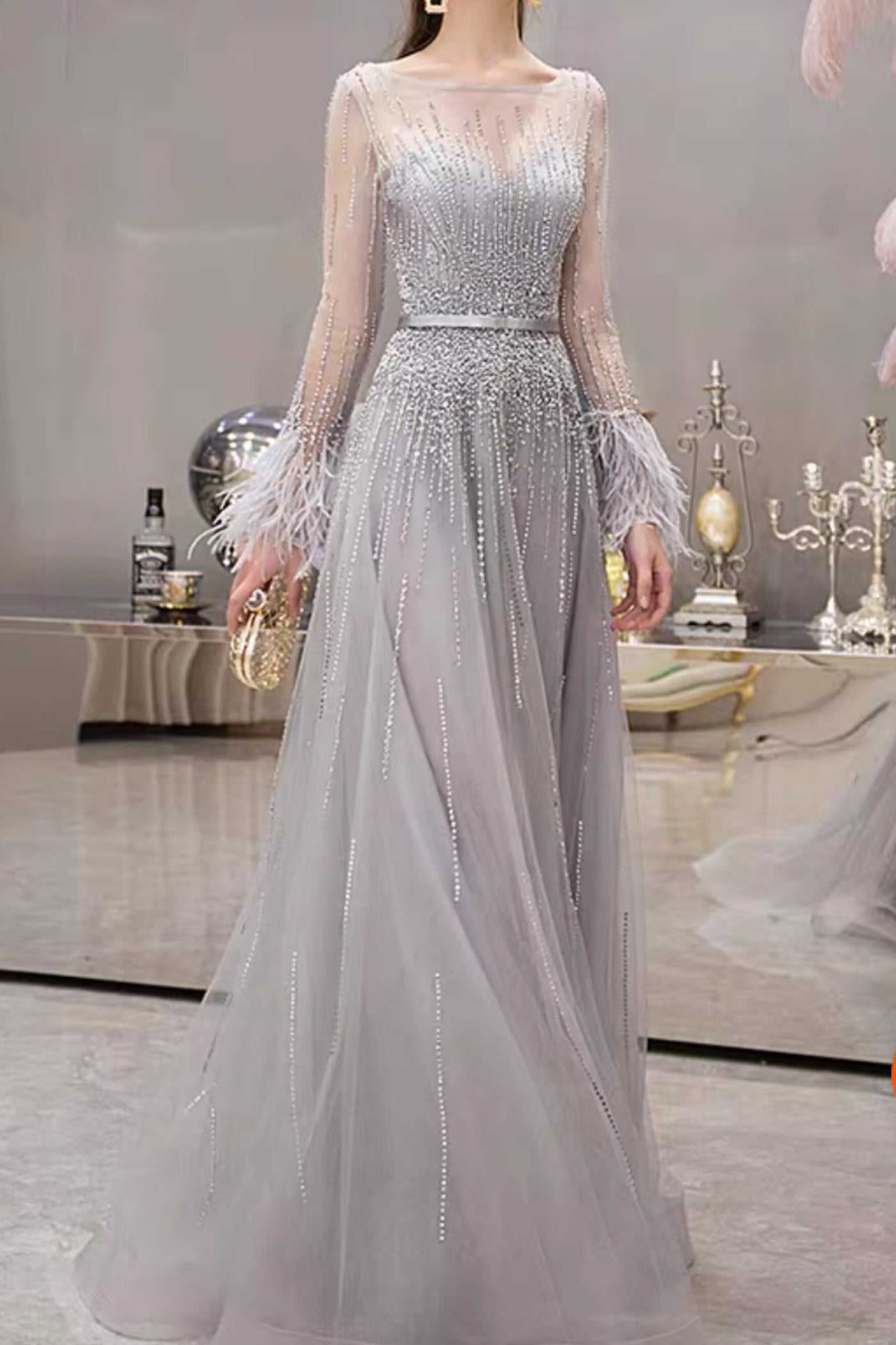 Emiri Silver Gown – GlamEdge Dress & Gown