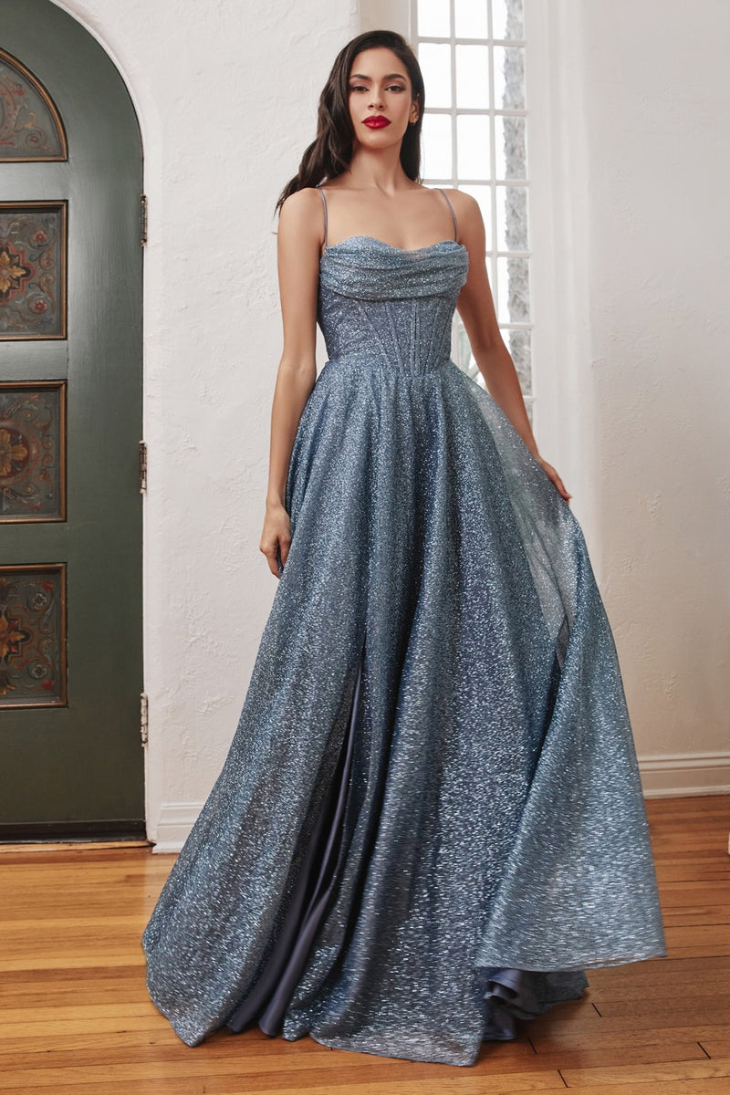 CD Thalia Stardust Smoky Blue Flare Gown