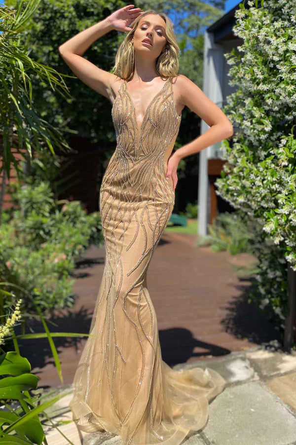 JA Lizzie Caramel Mermaid Gown