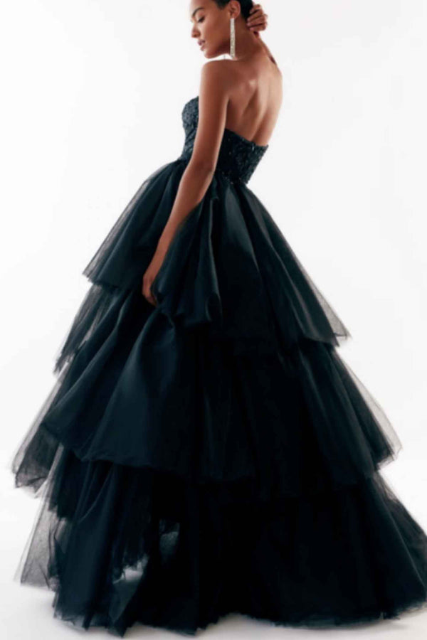 Milla Black 3 Tiered Tulle Gown