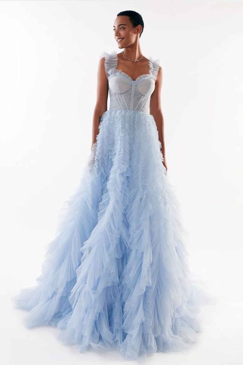Milla Cara Blue Ruffles Off Shoulder Gown – GlamEdge Dress & Gown